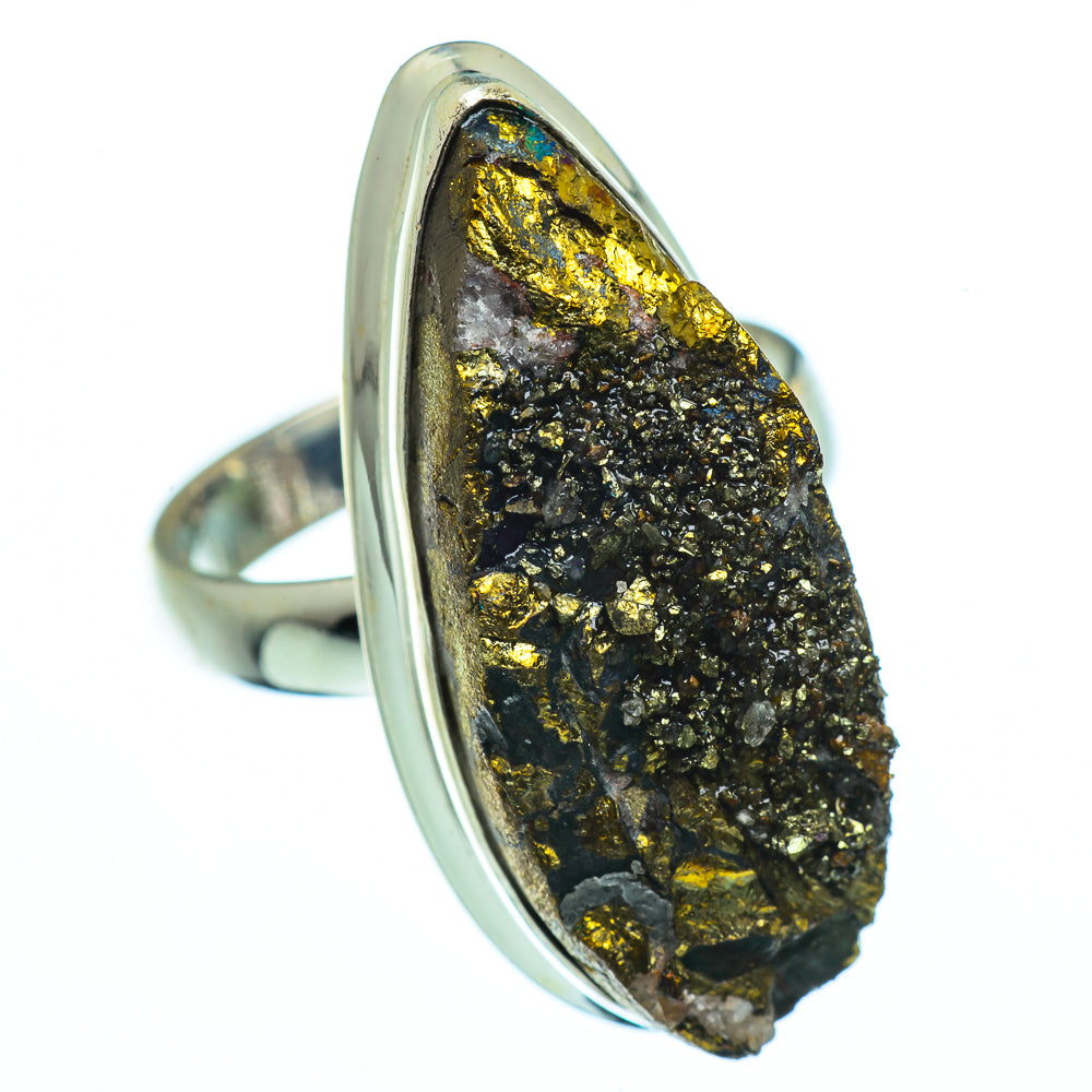 Spectro Pyrite Druzy Rings handcrafted by Anasilvercos - RING40357