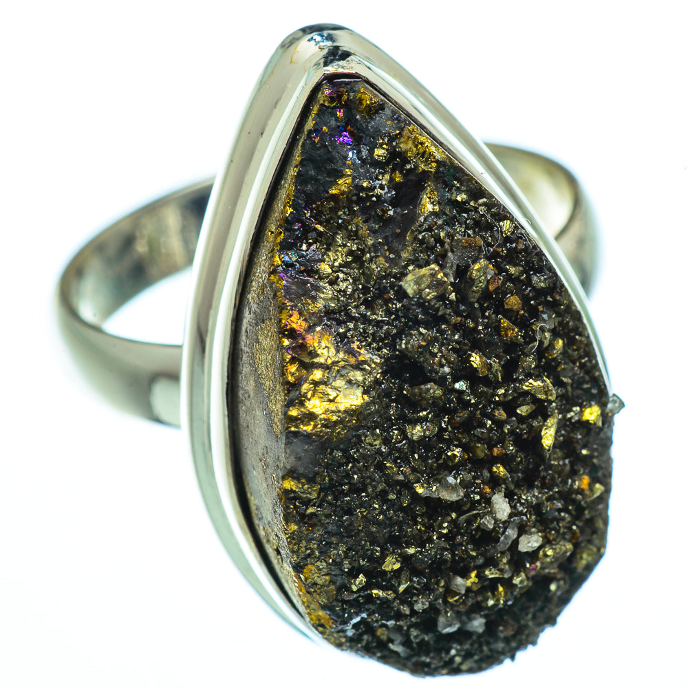 Spectro Pyrite Druzy Rings handcrafted by Anasilvercos - RING40464