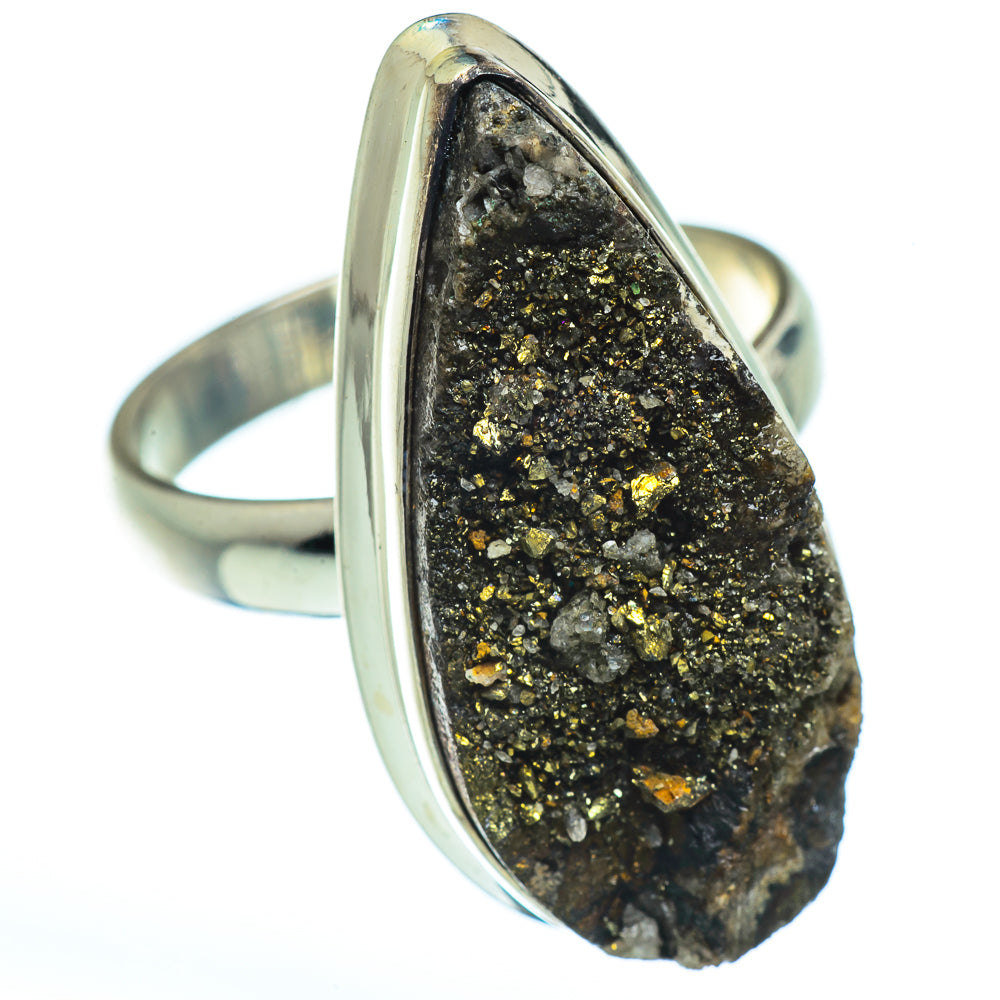 Spectro Pyrite Druzy Rings handcrafted by Anasilvercos - RING42968