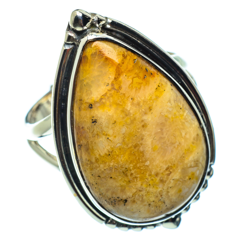 Fossil Coral Rings handcrafted by Anasilvercos - RING43155