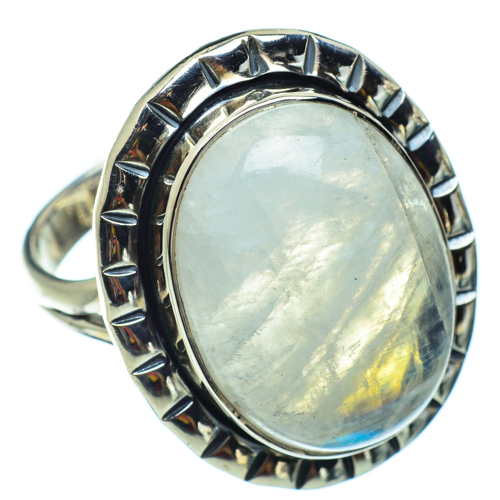 Rainbow Moonstone Rings handcrafted by Anasilvercos - RING43243