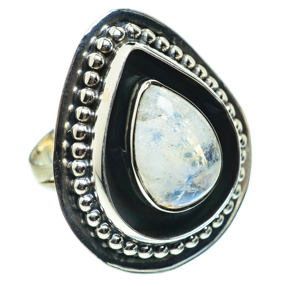 Rainbow Moonstone Rings handcrafted by Anasilvercos - RING43453