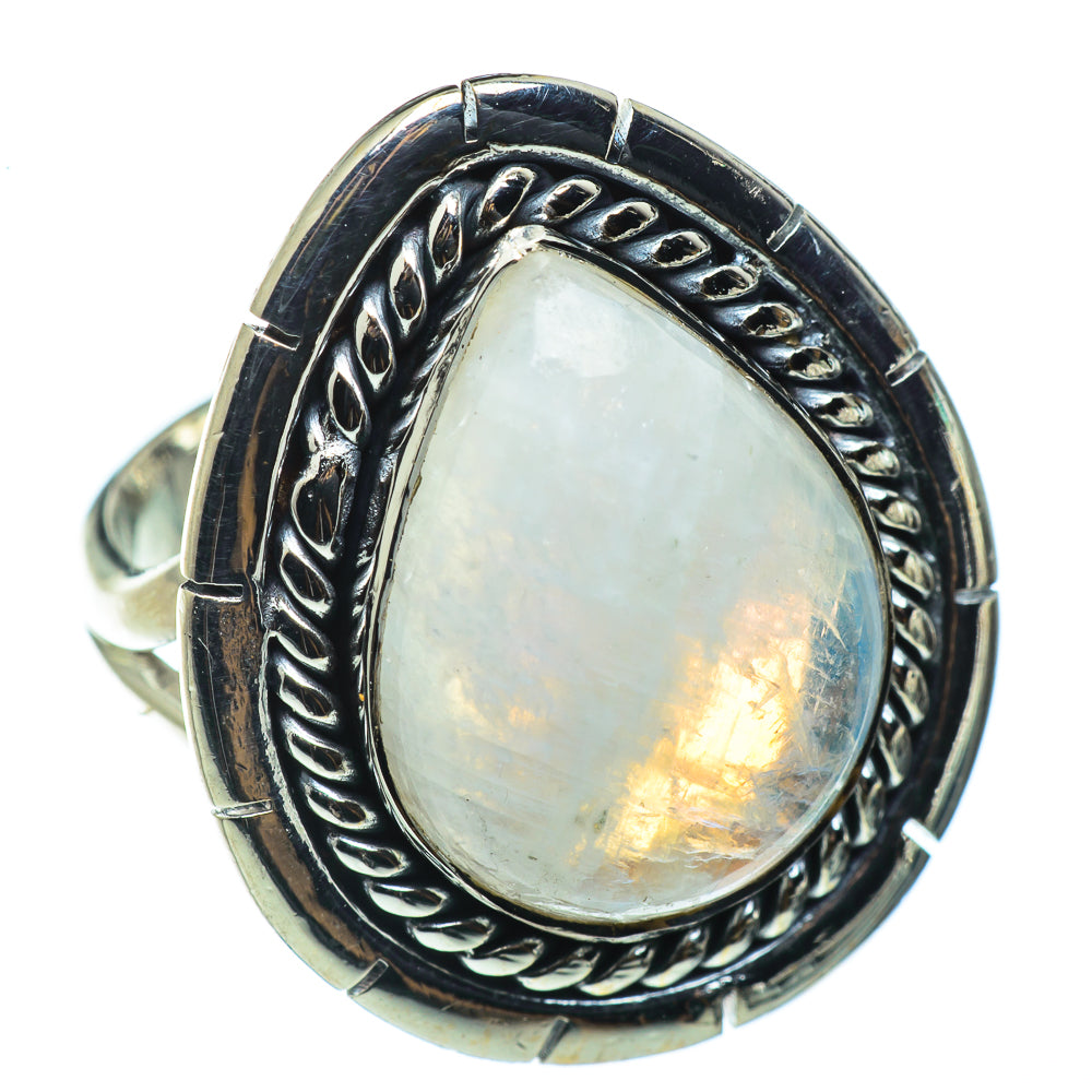 Rainbow Moonstone Rings handcrafted by Anasilvercos - RING43593