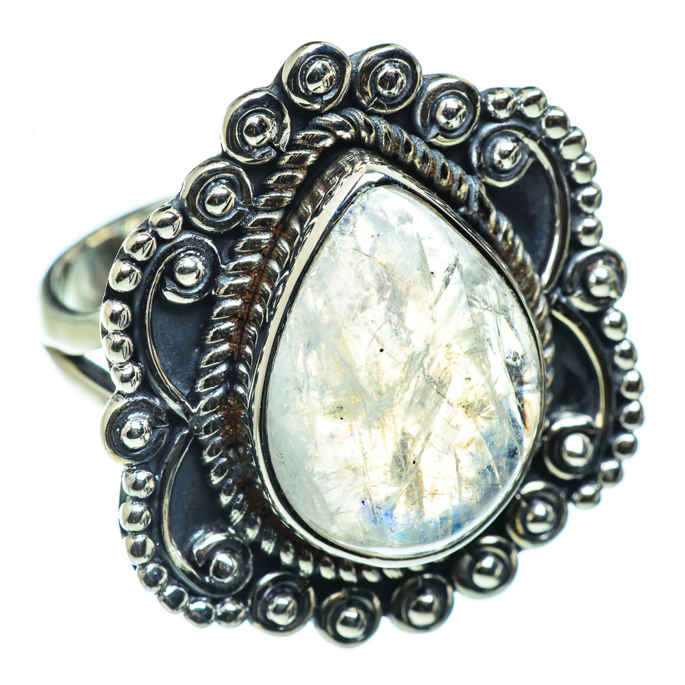 Rainbow Moonstone Rings handcrafted by Anasilvercos - RING43618