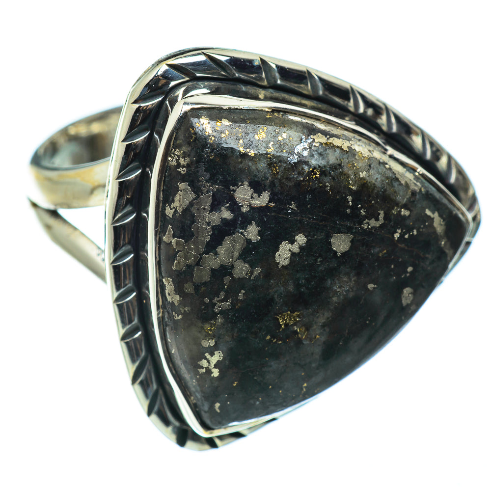 Pyrite In Black Onyx Rings handcrafted by Anasilvercos - RING43637