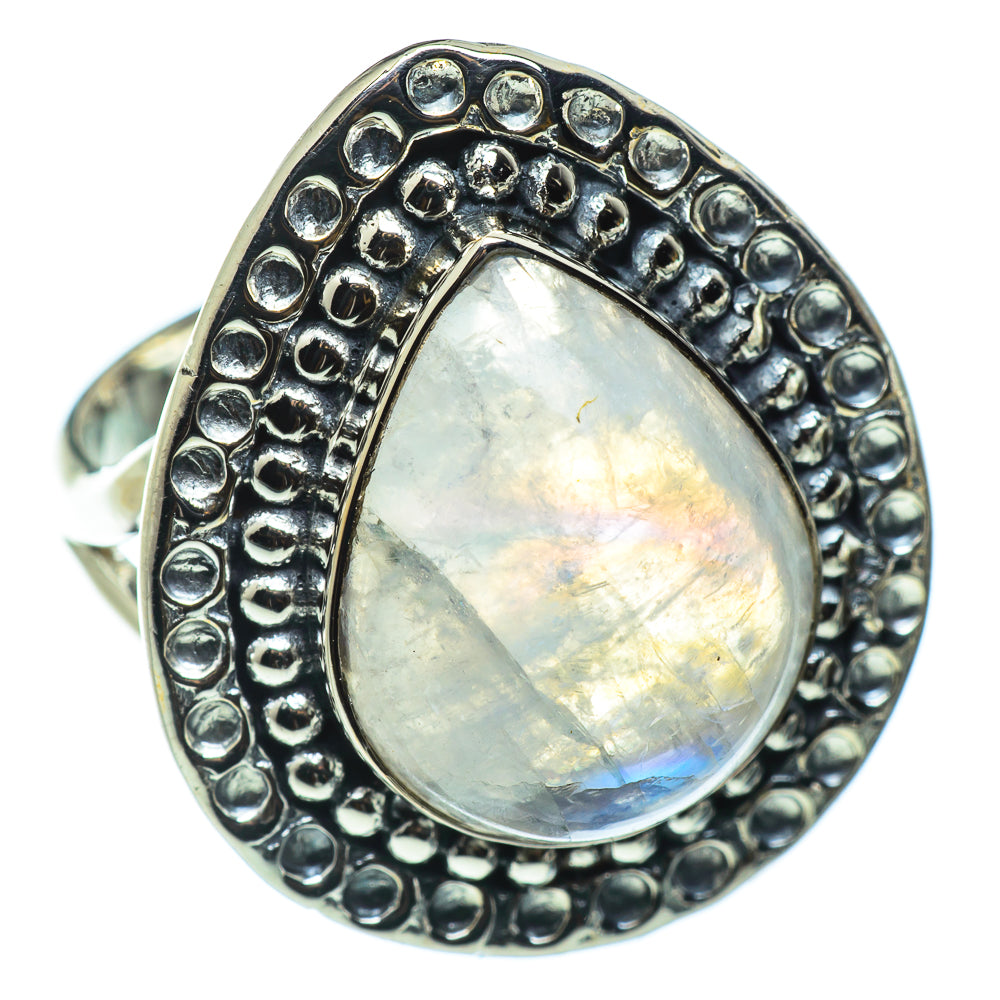 Rainbow Moonstone Rings handcrafted by Anasilvercos - RING43661