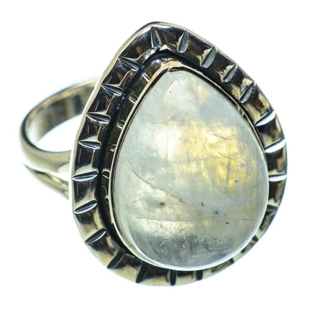 Rainbow Moonstone Rings handcrafted by Anasilvercos - RING43682