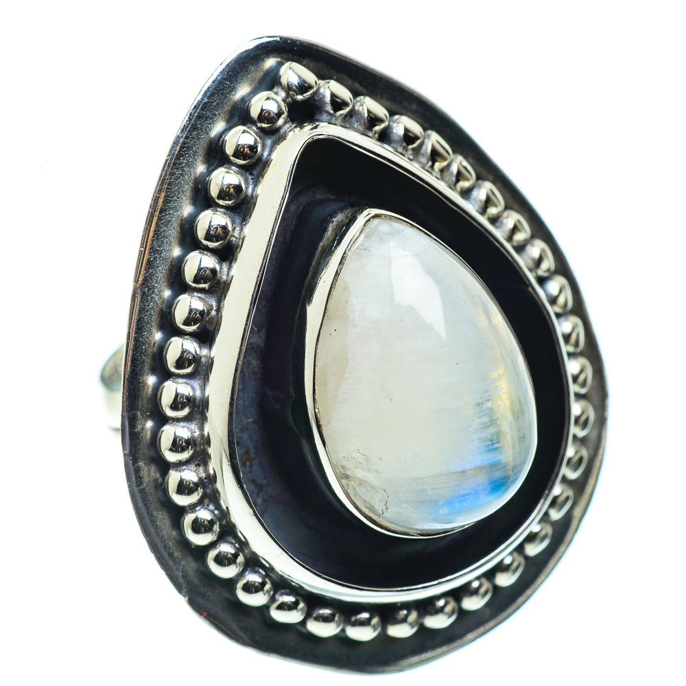 Rainbow Moonstone Rings handcrafted by Anasilvercos - RING43756