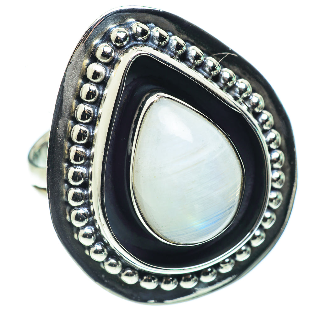 Rainbow Moonstone Rings handcrafted by Anasilvercos - RING43830