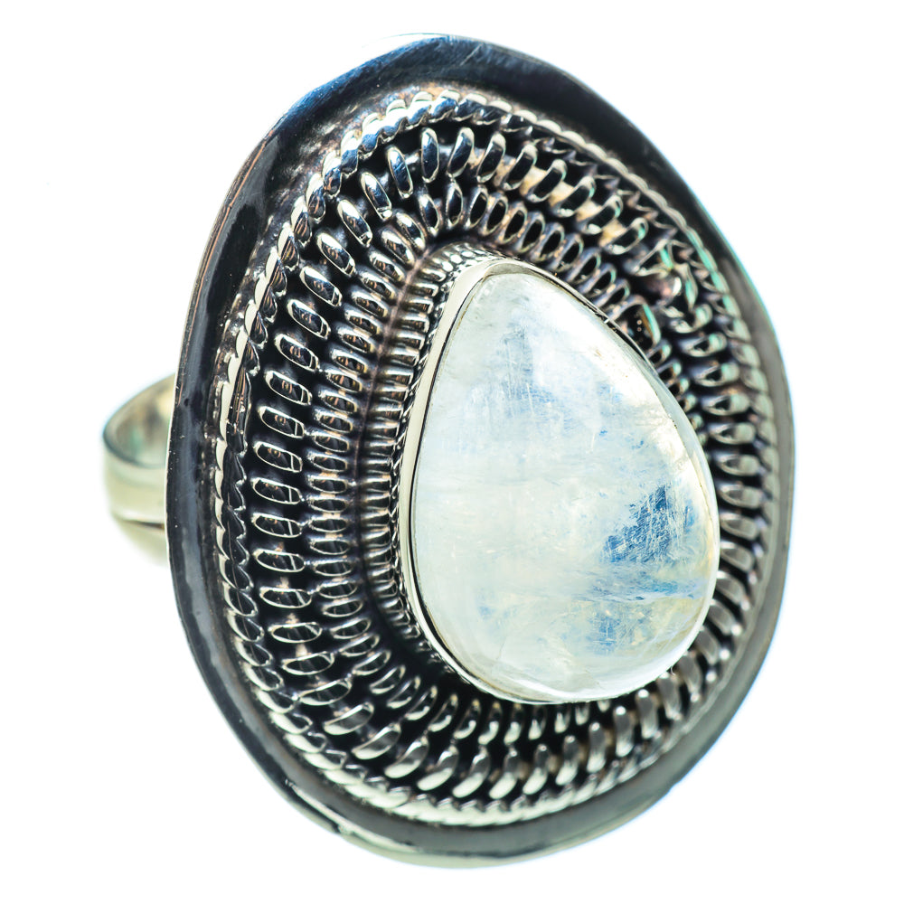 Rainbow Moonstone Rings handcrafted by Anasilvercos - RING43852