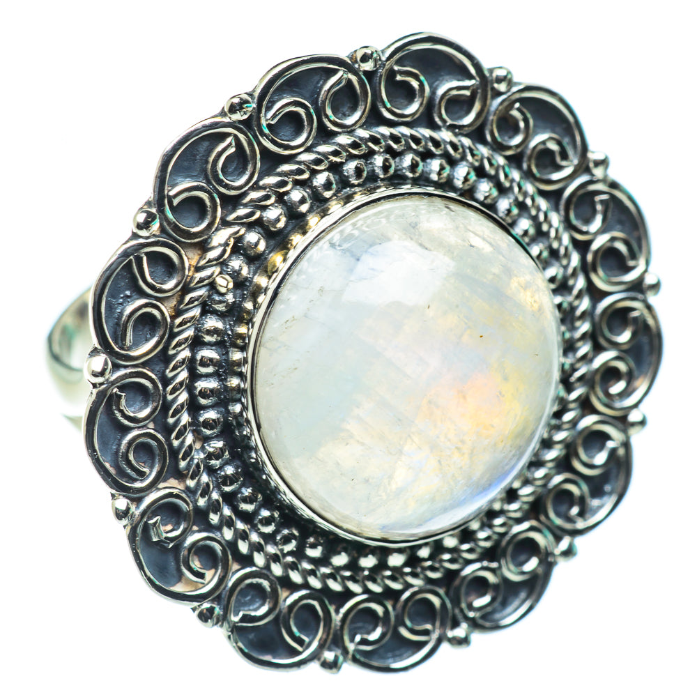 Rainbow Moonstone Rings handcrafted by Anasilvercos - RING43868