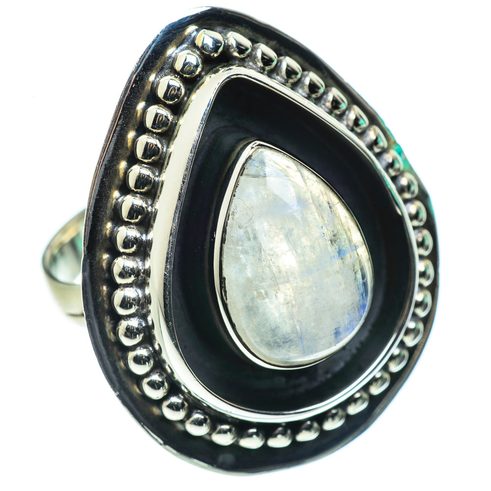 Rainbow Moonstone Rings handcrafted by Anasilvercos - RING43869