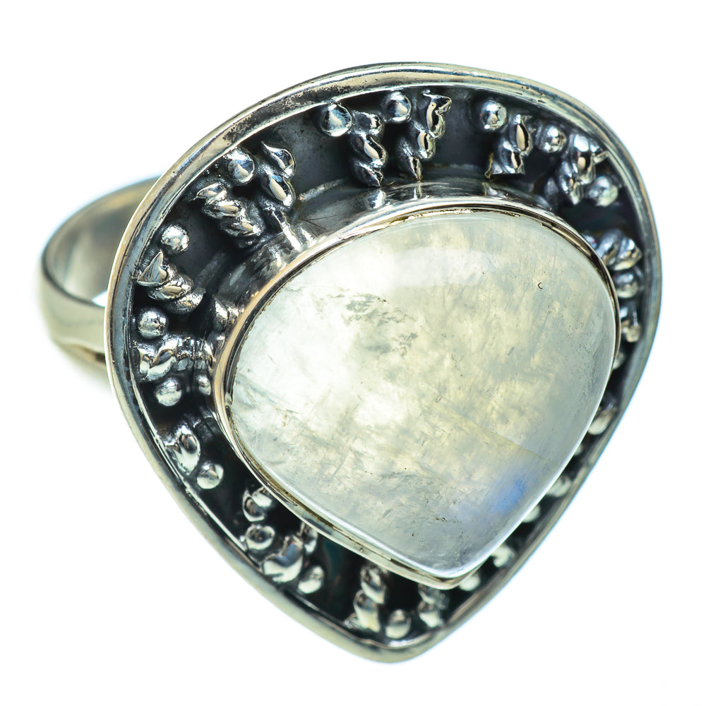Rainbow Moonstone Rings handcrafted by Anasilvercos - RING43910