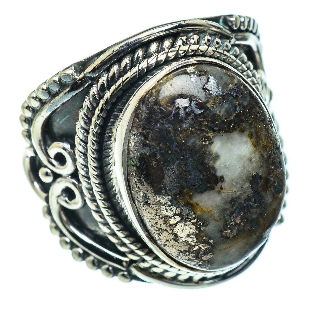 Pyrite Agate Rings handcrafted by Anasilvercos - RING43982