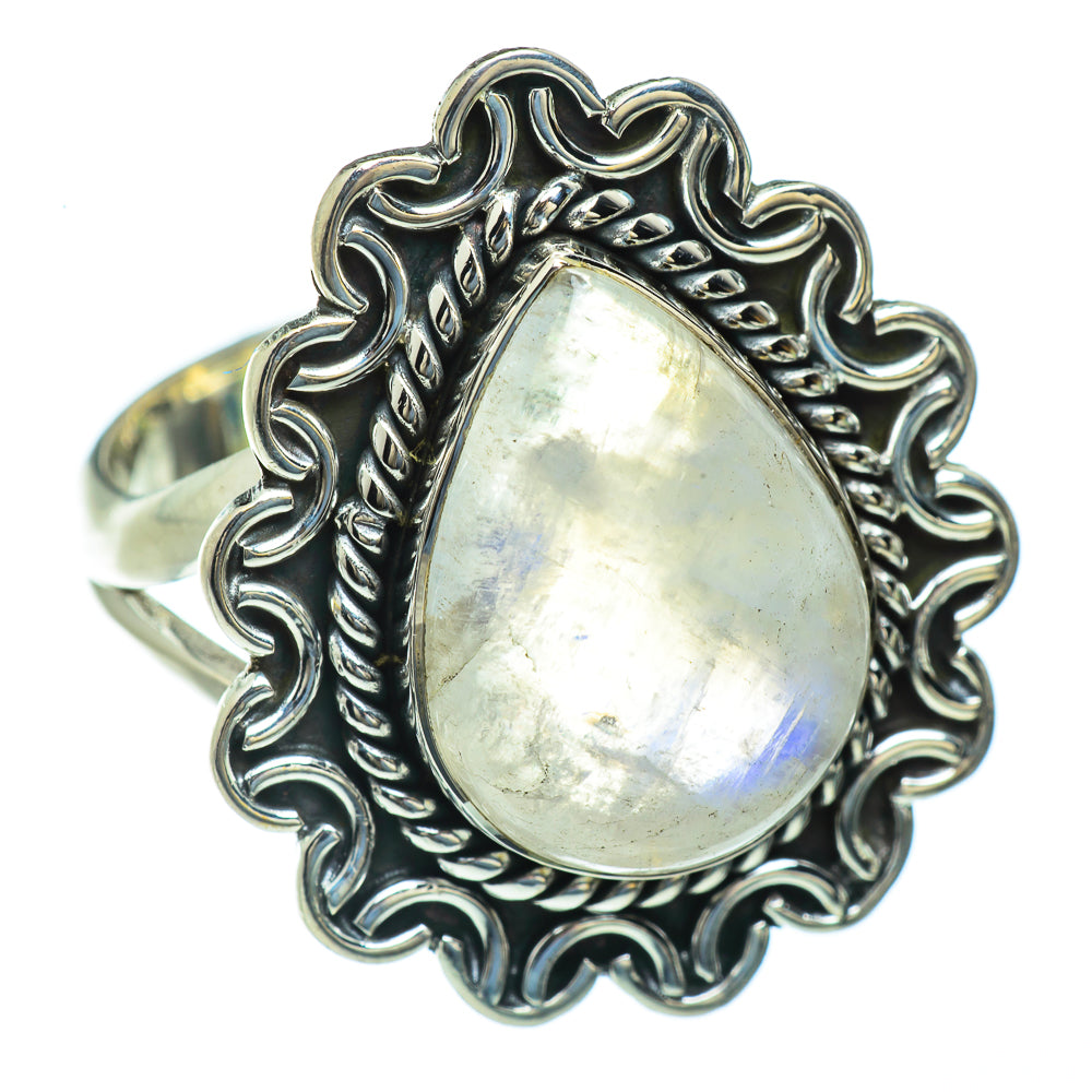 Rainbow Moonstone Rings handcrafted by Anasilvercos - RING43986