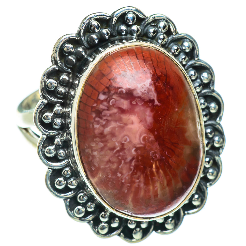 Fossil Coral Rings handcrafted by Anasilvercos - RING44005
