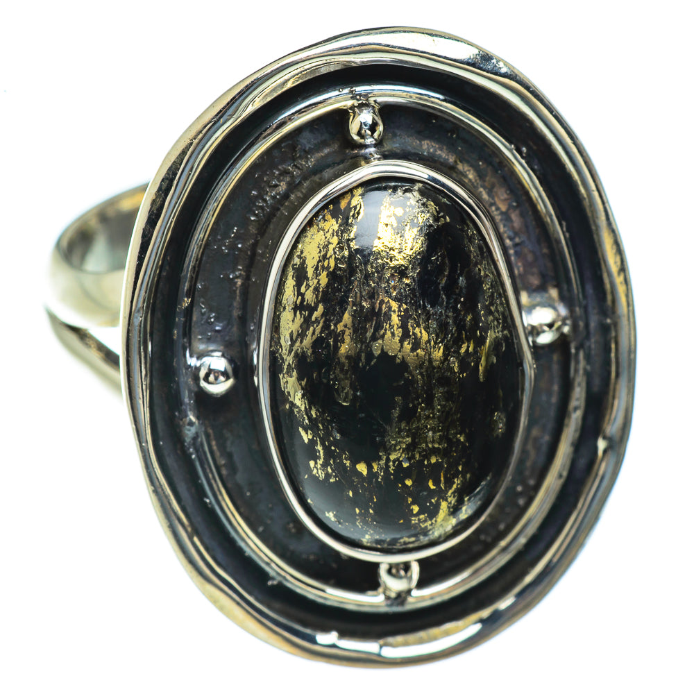 Pyrite In Black Onyx Rings handcrafted by Anasilvercos - RING44045