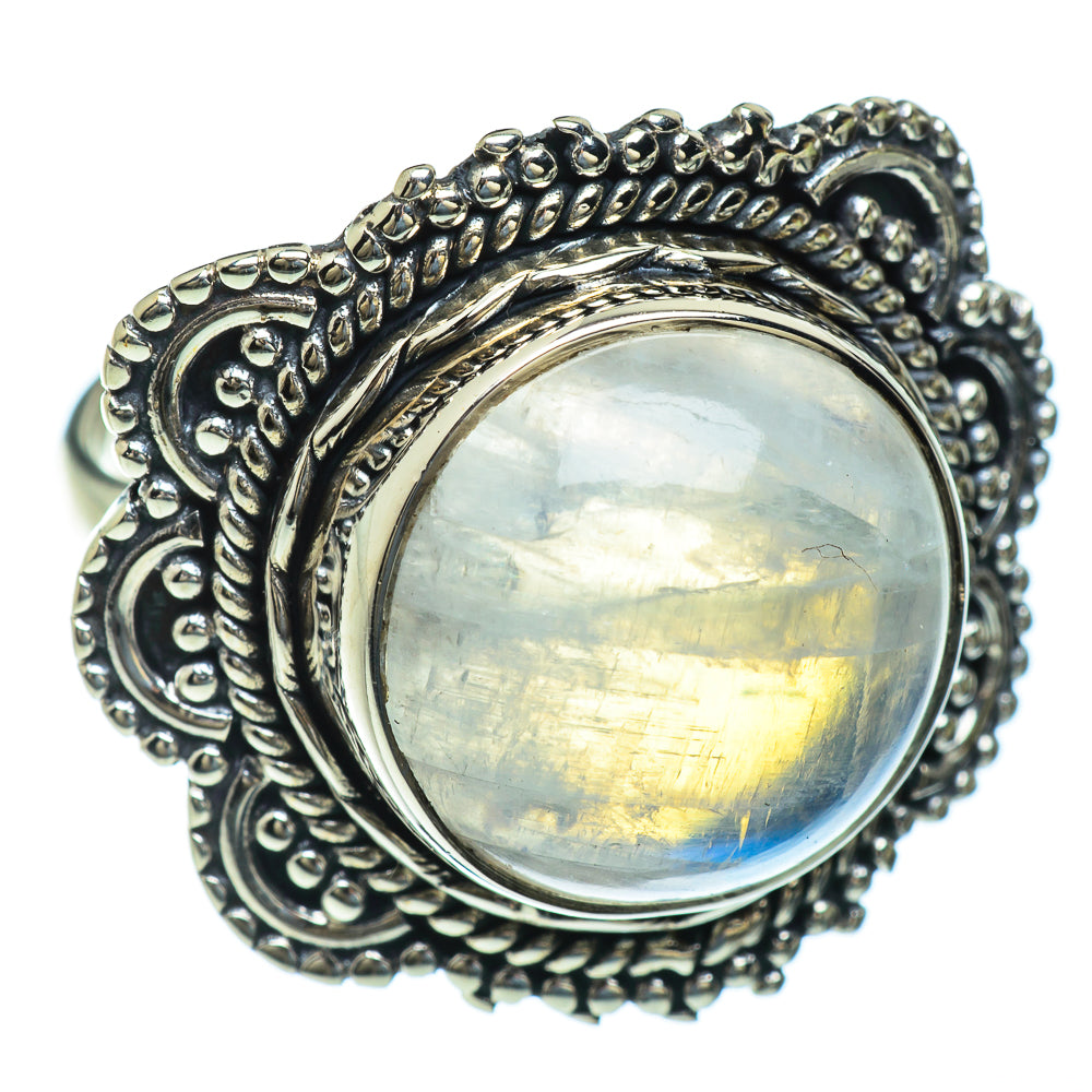 Rainbow Moonstone Rings handcrafted by Anasilvercos - RING44089