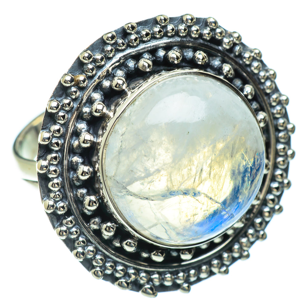 Rainbow Moonstone Rings handcrafted by Anasilvercos - RING44114