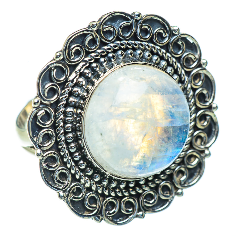 Rainbow Moonstone Rings handcrafted by Anasilvercos - RING44260