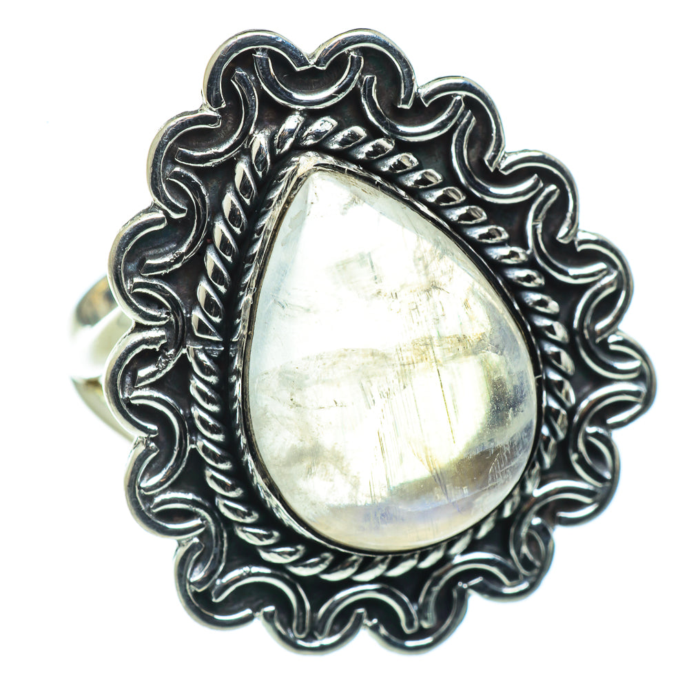 Rainbow Moonstone Rings handcrafted by Anasilvercos - RING44449