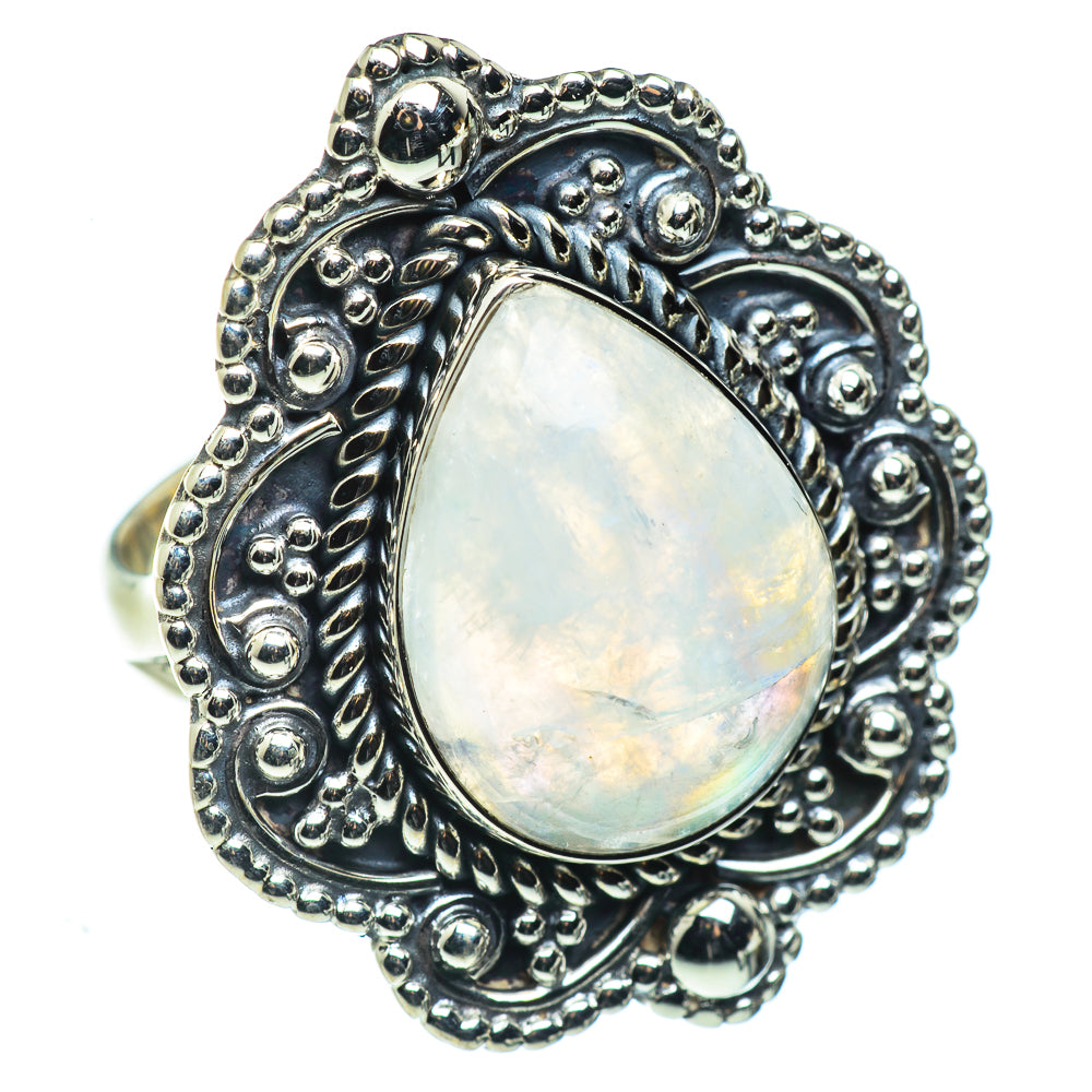 Rainbow Moonstone Rings handcrafted by Anasilvercos - RING44665