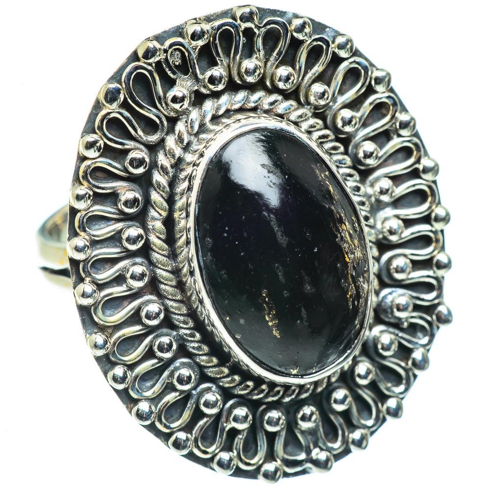 Pyrite In Black Onyx Rings handcrafted by Anasilvercos - RING44679