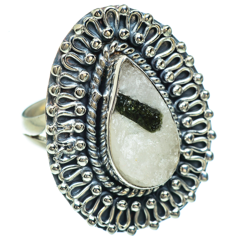 Green Tourmaline In Quartz Rings handcrafted by Anasilvercos - RING44735 - Photo 2