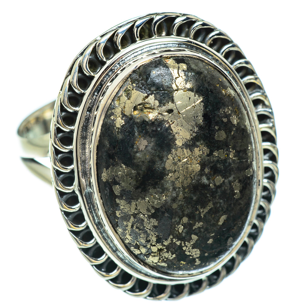 Pyrite In Black Onyx Rings handcrafted by Anasilvercos - RING44762
