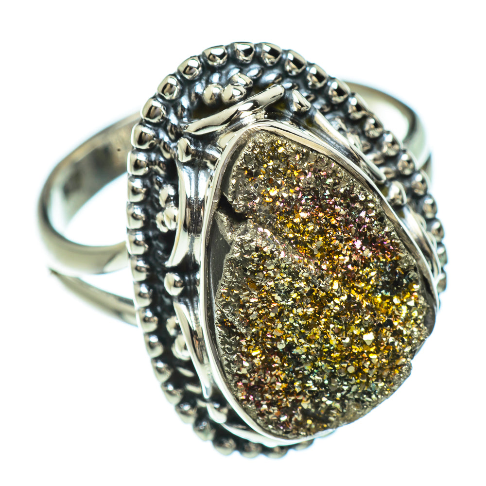 Spectro Pyrite Druzy Rings handcrafted by Anasilvercos - RING44785