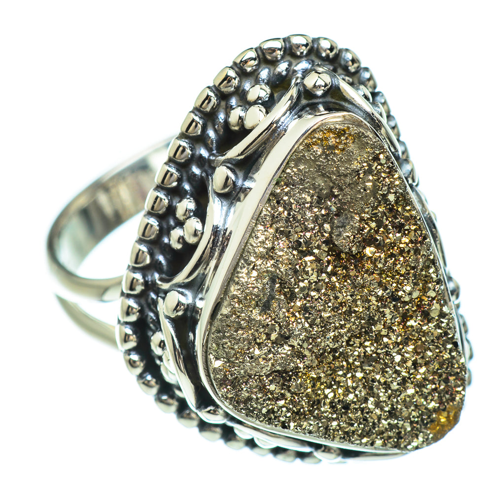 Spectro Pyrite Druzy Rings handcrafted by Anasilvercos - RING44810