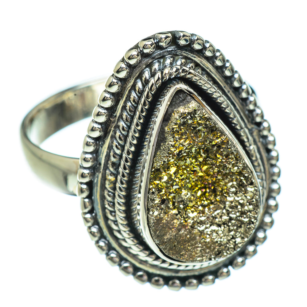 Spectro Pyrite Druzy Rings handcrafted by Anasilvercos - RING44811