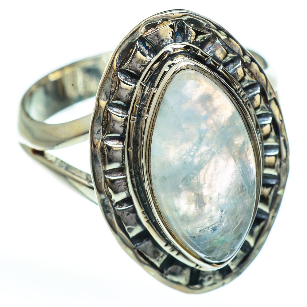 Rainbow Moonstone Rings handcrafted by Anasilvercos - RING45195