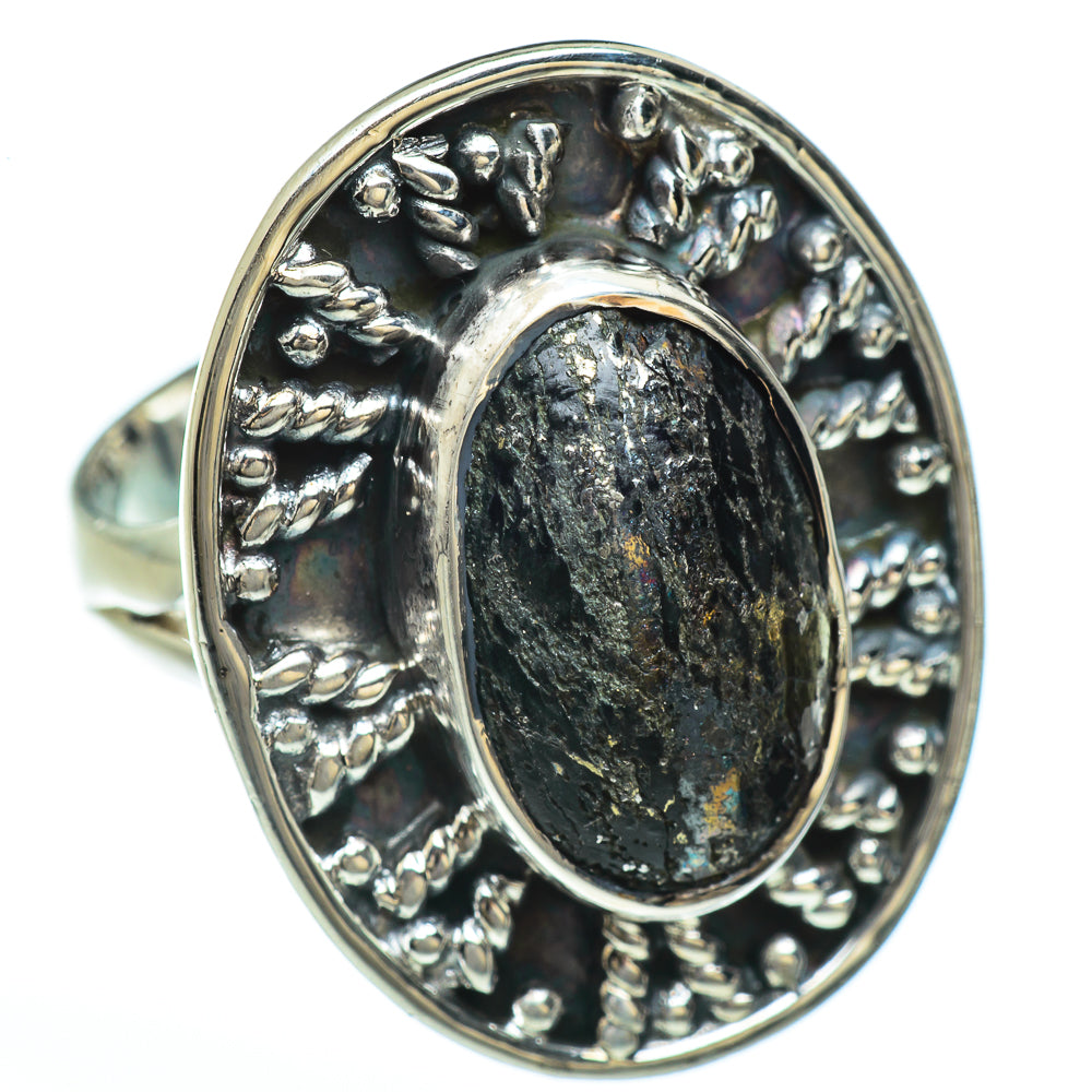 Pyrite In Black Onyx Rings handcrafted by Anasilvercos - RING45216
