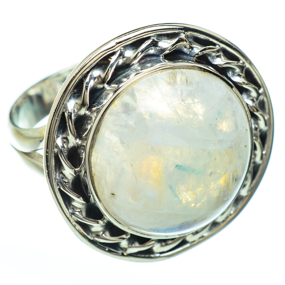Rainbow Moonstone Rings handcrafted by Anasilvercos - RING45218