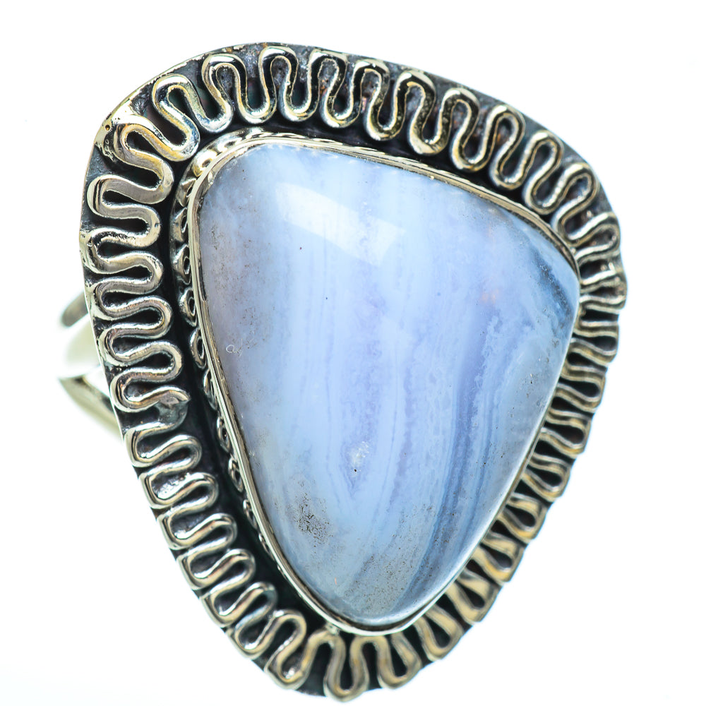 Blue Lace Agate Rings handcrafted by Anasilvercos - RING45400