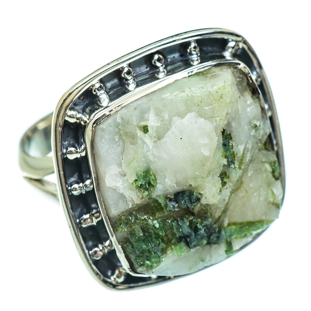 Green Tourmaline In Quartz Rings handcrafted by Anasilvercos - RING45454