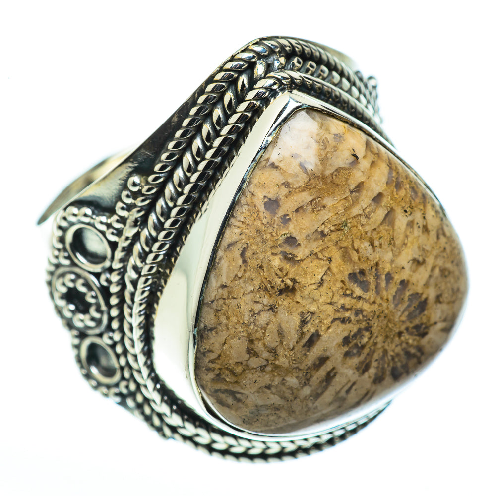 Fossil Coral Rings handcrafted by Anasilvercos - RING45815