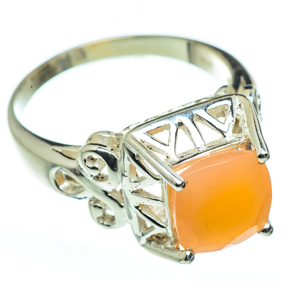 Peach Moonstone Rings handcrafted by Anasilvercos - RING46045