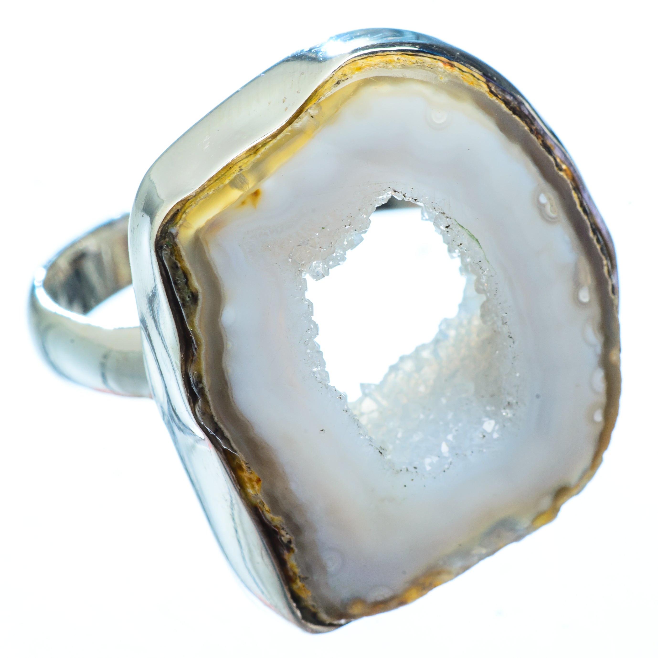 Coconut Geode Druzy Rings handcrafted by Anasilvercos - RING4642