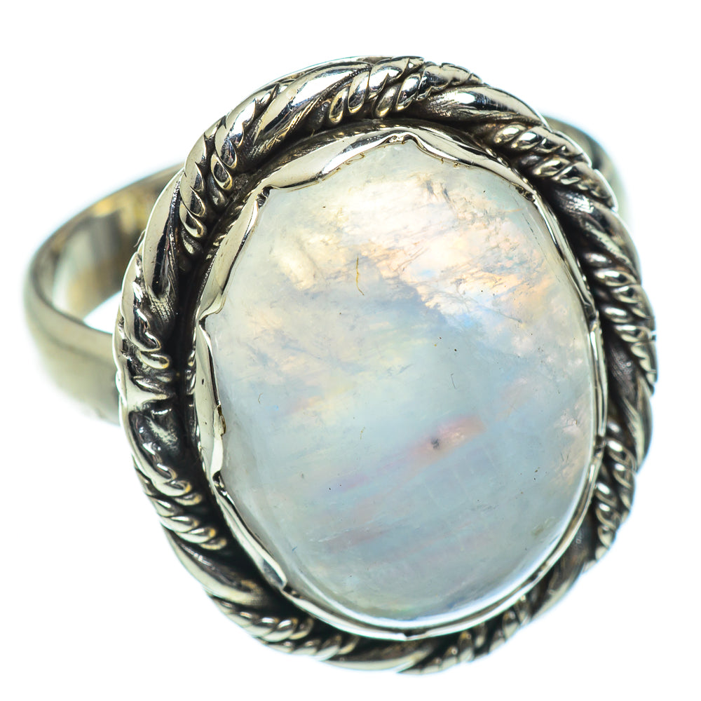 Rainbow Moonstone Rings handcrafted by Anasilvercos - RING46717