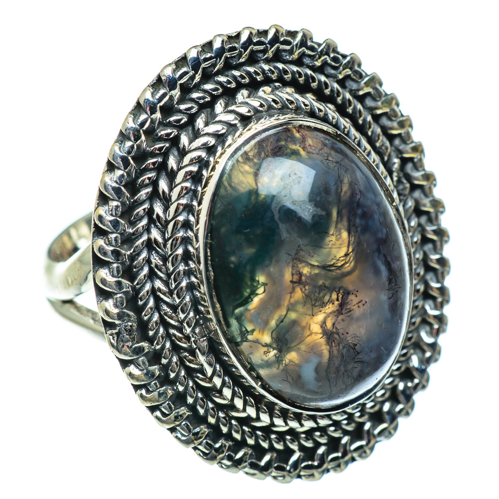 Green Moss Agate Rings handcrafted by Anasilvercos - RING46731