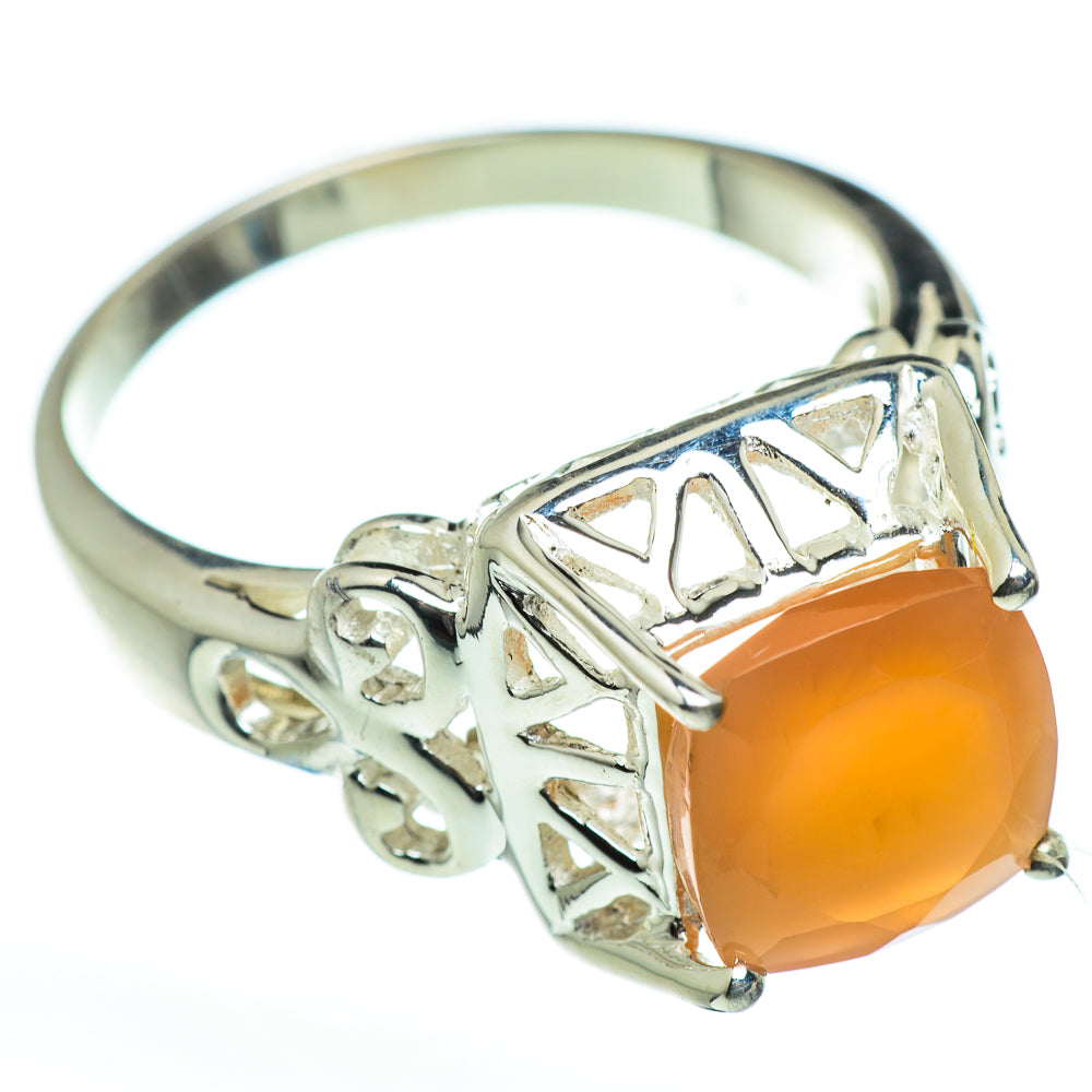 Peach Moonstone Rings handcrafted by Anasilvercos - RING46736