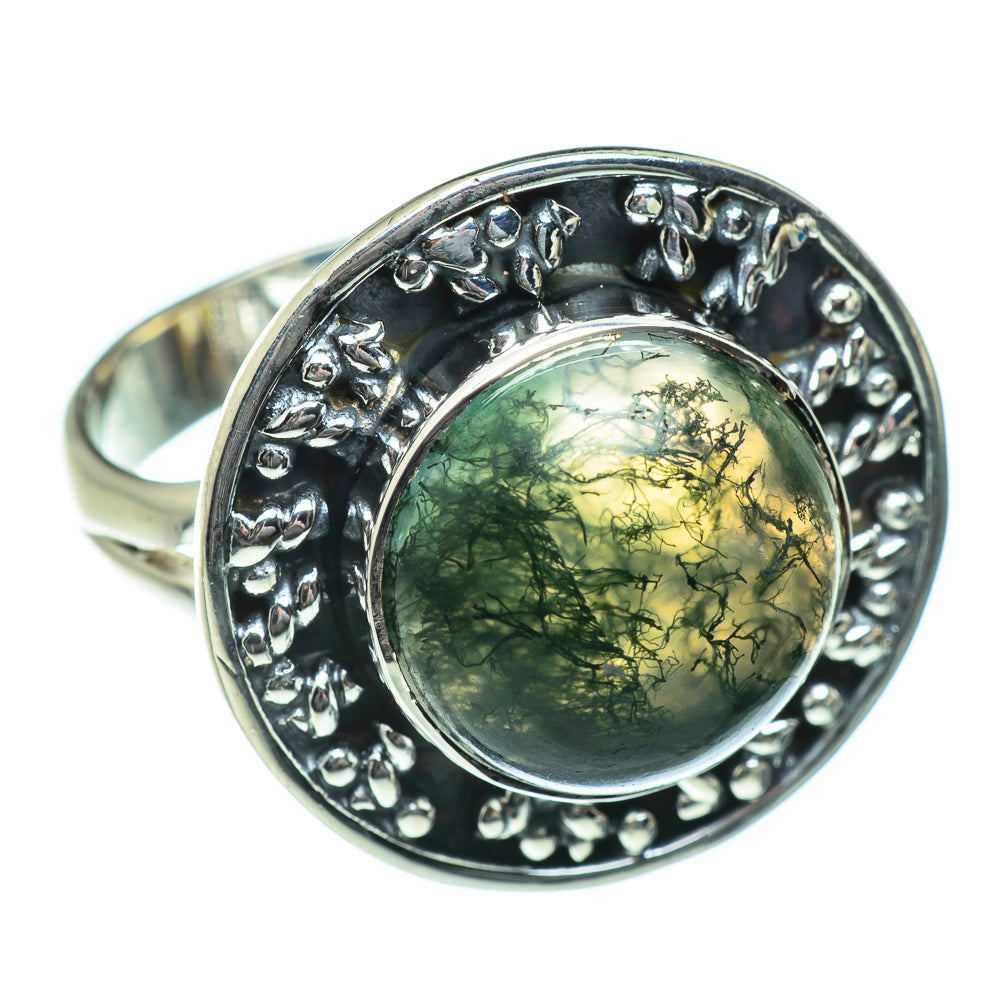 Green Moss Agate Rings handcrafted by Anasilvercos - RING46955