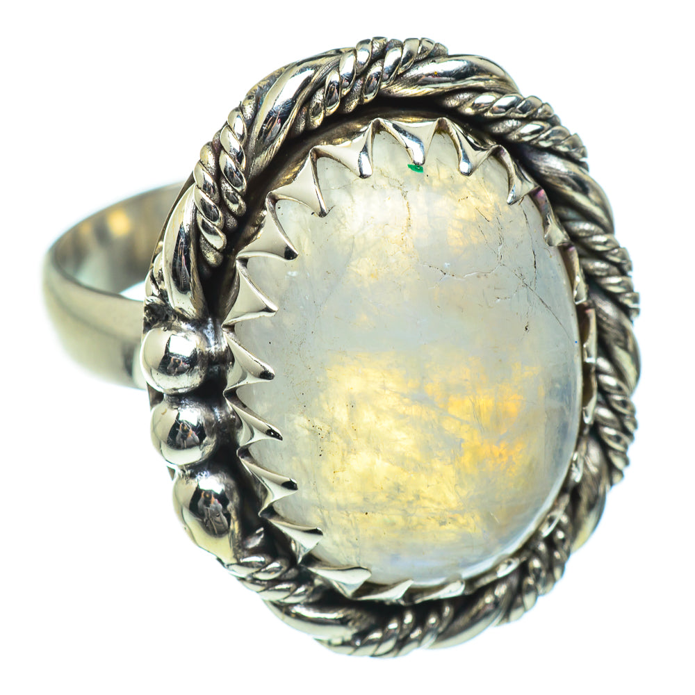 Rainbow Moonstone Rings handcrafted by Anasilvercos - RING47011