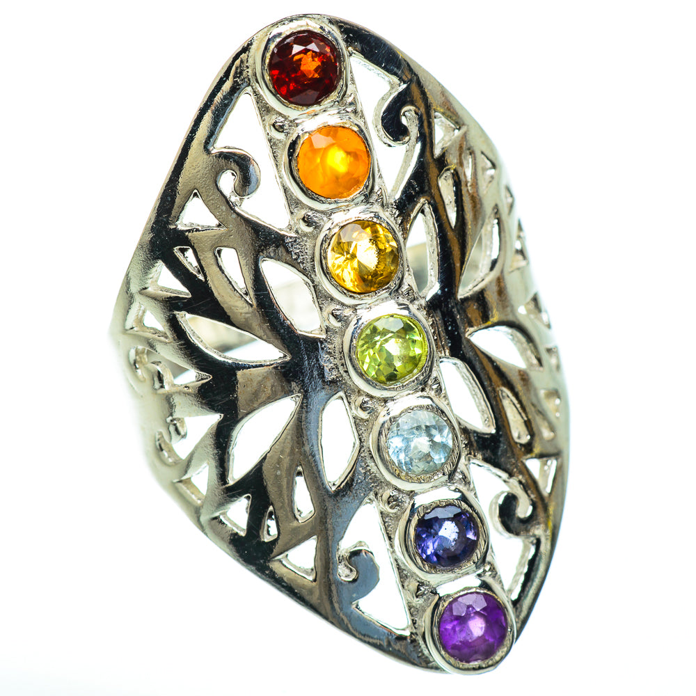 Multi-Stone Chakra Rings handcrafted by Anasilvercos - RING47262