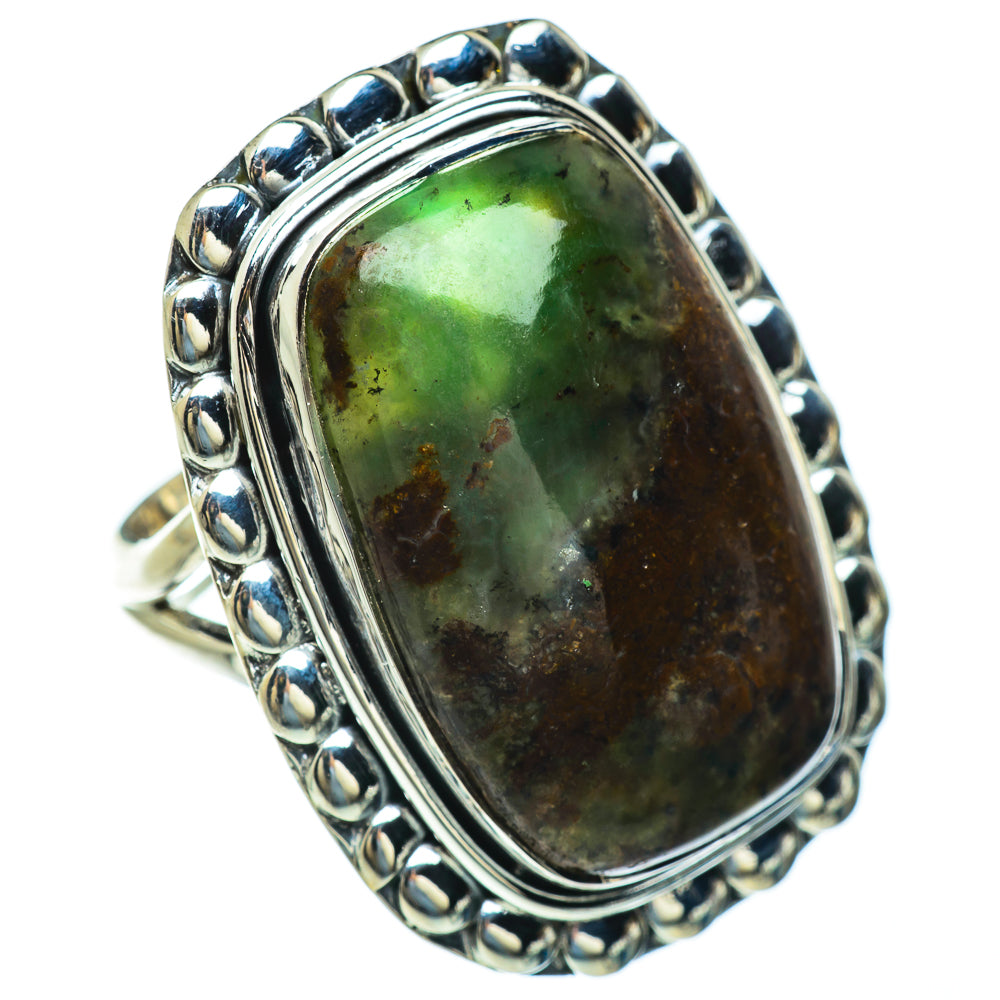 Boulder Chrysoprase Rings handcrafted by Anasilvercos - RING47490
