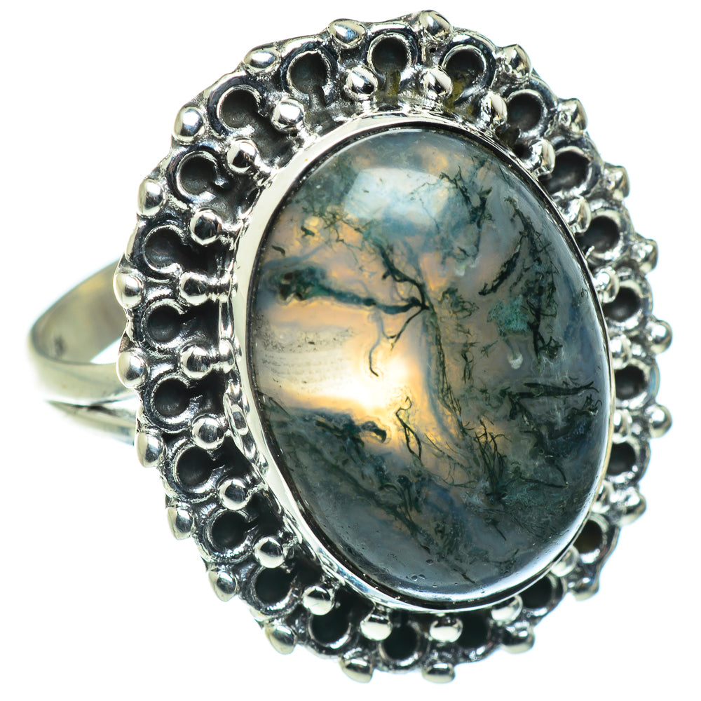 Green Moss Agate Rings handcrafted by Anasilvercos - RING47657