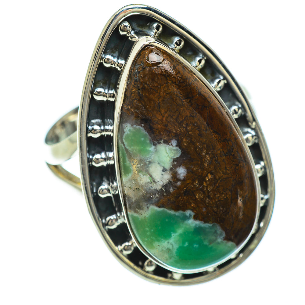 Boulder Chrysoprase Rings handcrafted by Anasilvercos - RING48051