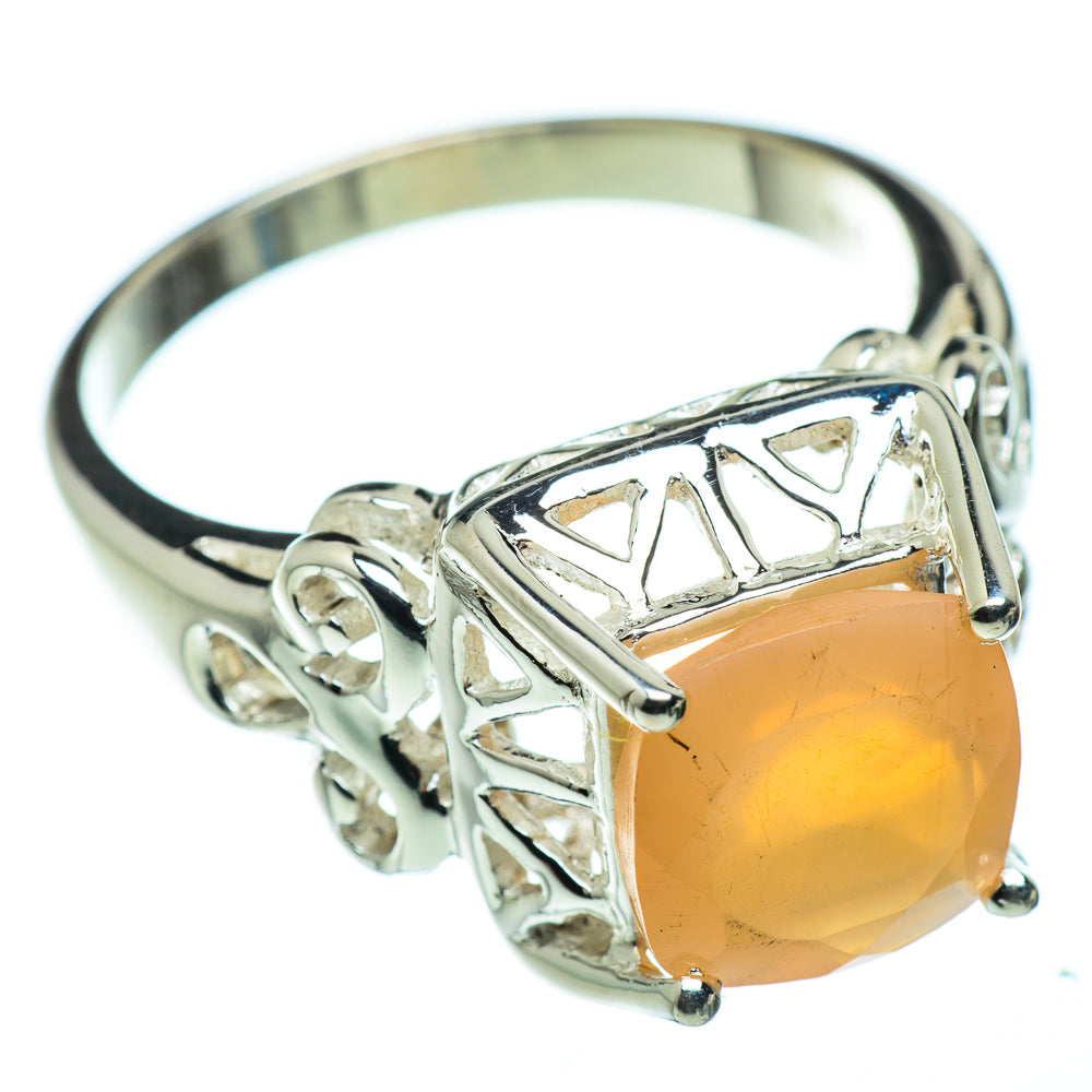 Peach Moonstone Rings handcrafted by Anasilvercos - RING48338